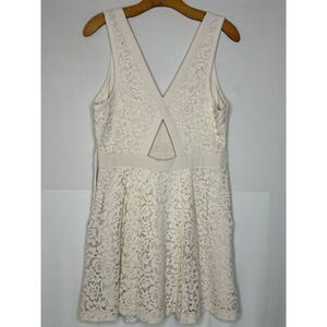 Free People Ivory Lace Keyhole Back A-Line Sleeveless Mini Dress M
